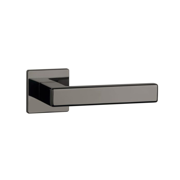 The Tilia handle in polished anthracite by Aprile on Tev Handles combines luxury and modern design with a square rosette for premium interior doors.