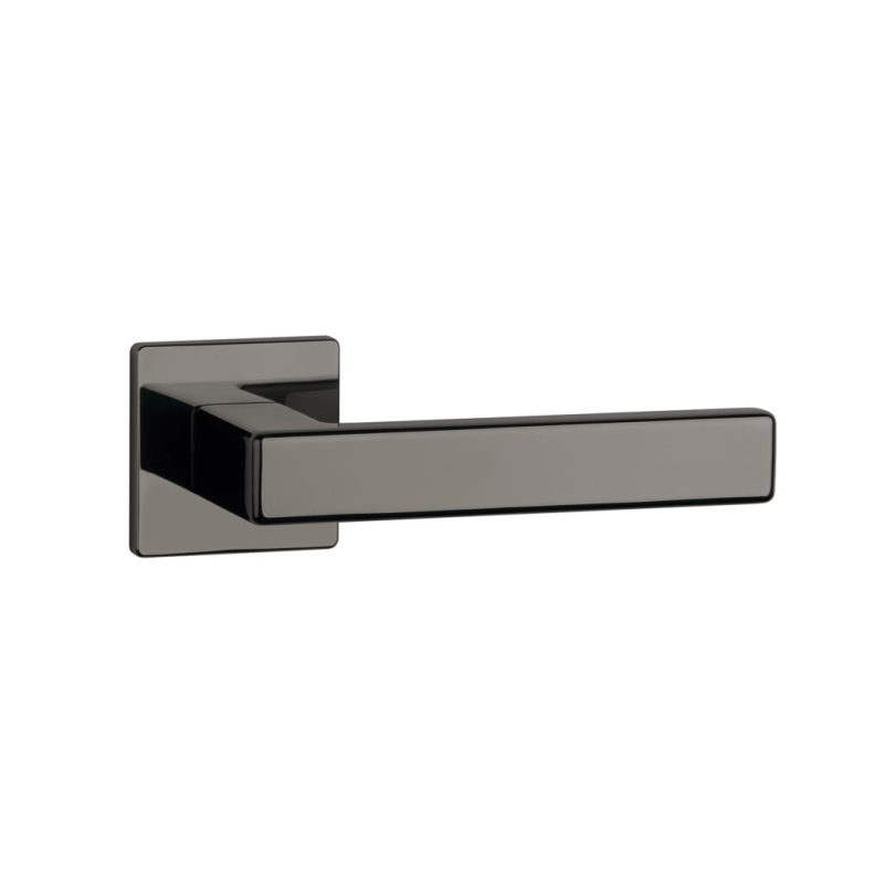 The Tilia handle in polished anthracite by Aprile on Tev Handles combines luxury and modern design with a square rosette for premium interior doors.