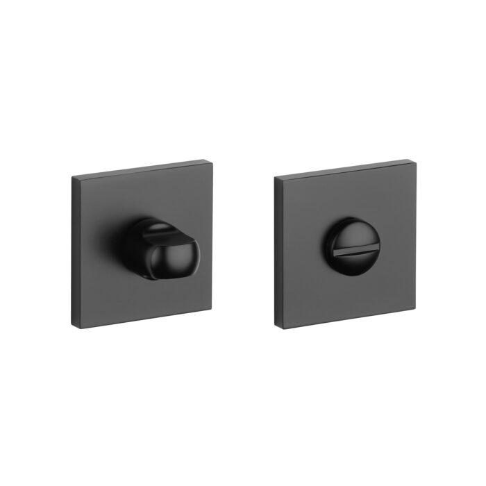 Complete your modern bathroom with Tev Handles’ matt black square slim rosette thumb turn. High-quality and elegant design.